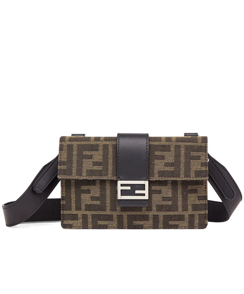 Fendi Baguette Pouch Fabric FF Bag 7M029 Coffee